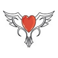 Glow in the Dark Heart with Wings Temporary Tattoo (1.5"x2")